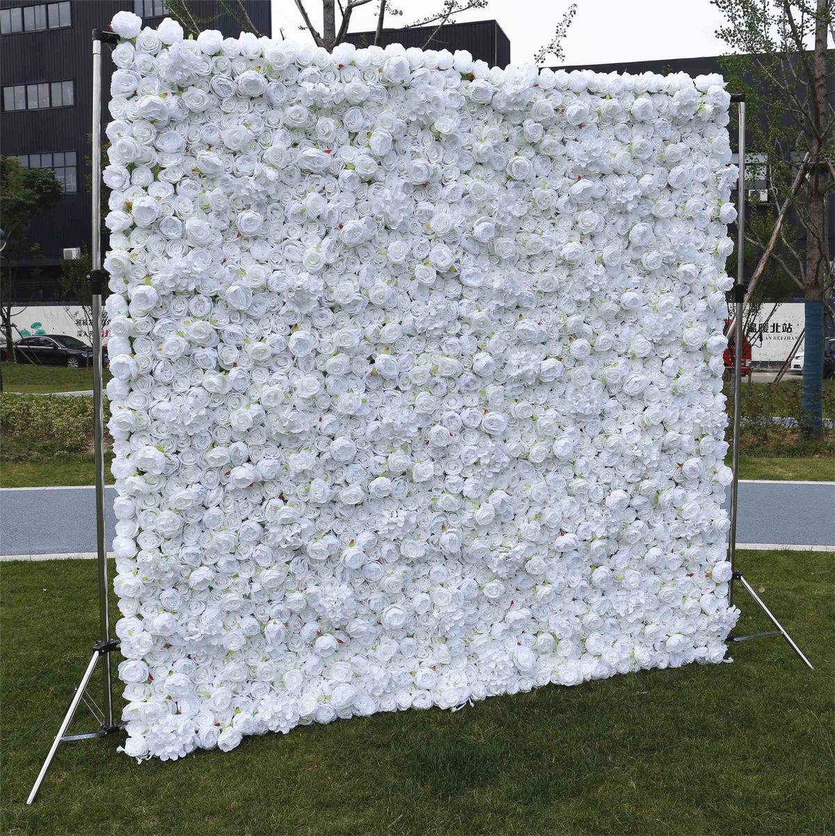 Aliflowers 3D Fabric Artificial White Rose Flower Wall for Bridal Shower ALFWL054 - Ali Flowers