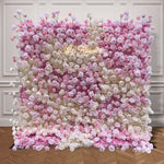 Aliflowers 3D Gradient Pink & Cream Rose Flower Wall Backdrop for Wedding Party Decor ALFWL188
