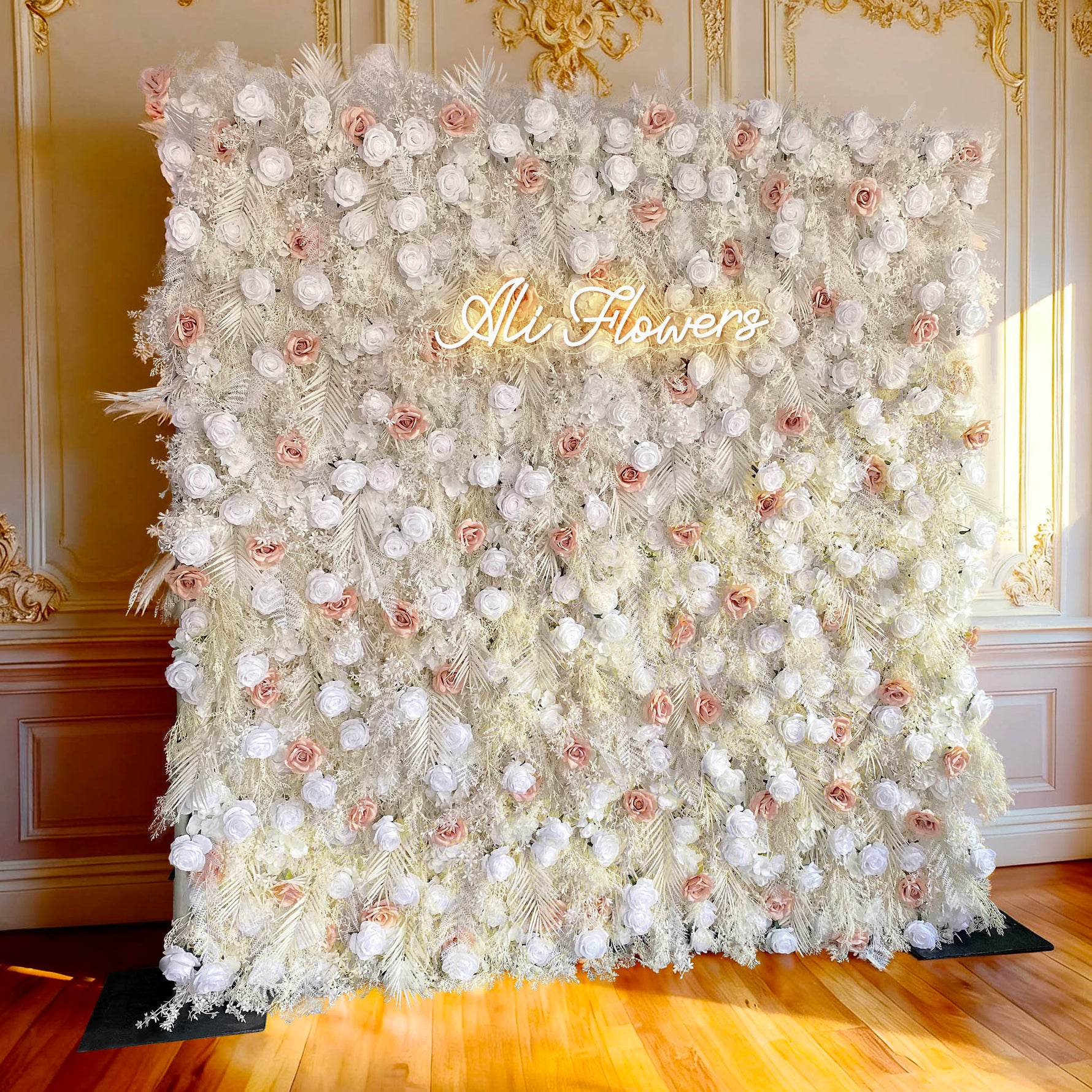 Aliflowers 5D White Pampas Grass Flower Curtain Wall Decoration ALFWL173