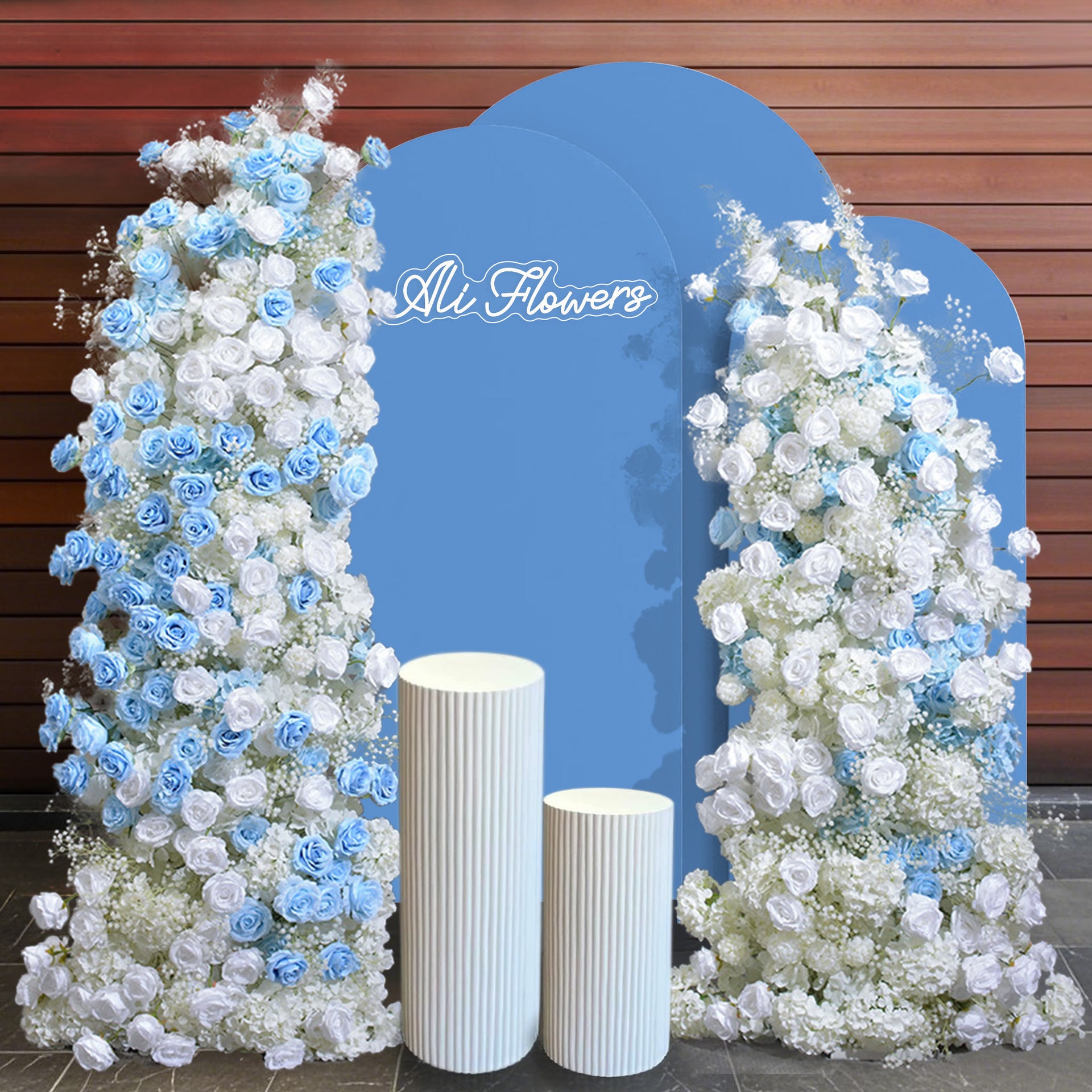 Aliflowers Blue Rose Hydrangea Wedding KT Background Event Party Decoration ALFKT009