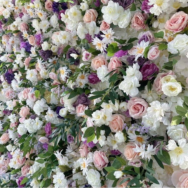Aliflowers Colorful Rose And Green Leaf Artificial Flower Wall Wedding Celebration Decoration Background ALFWL196