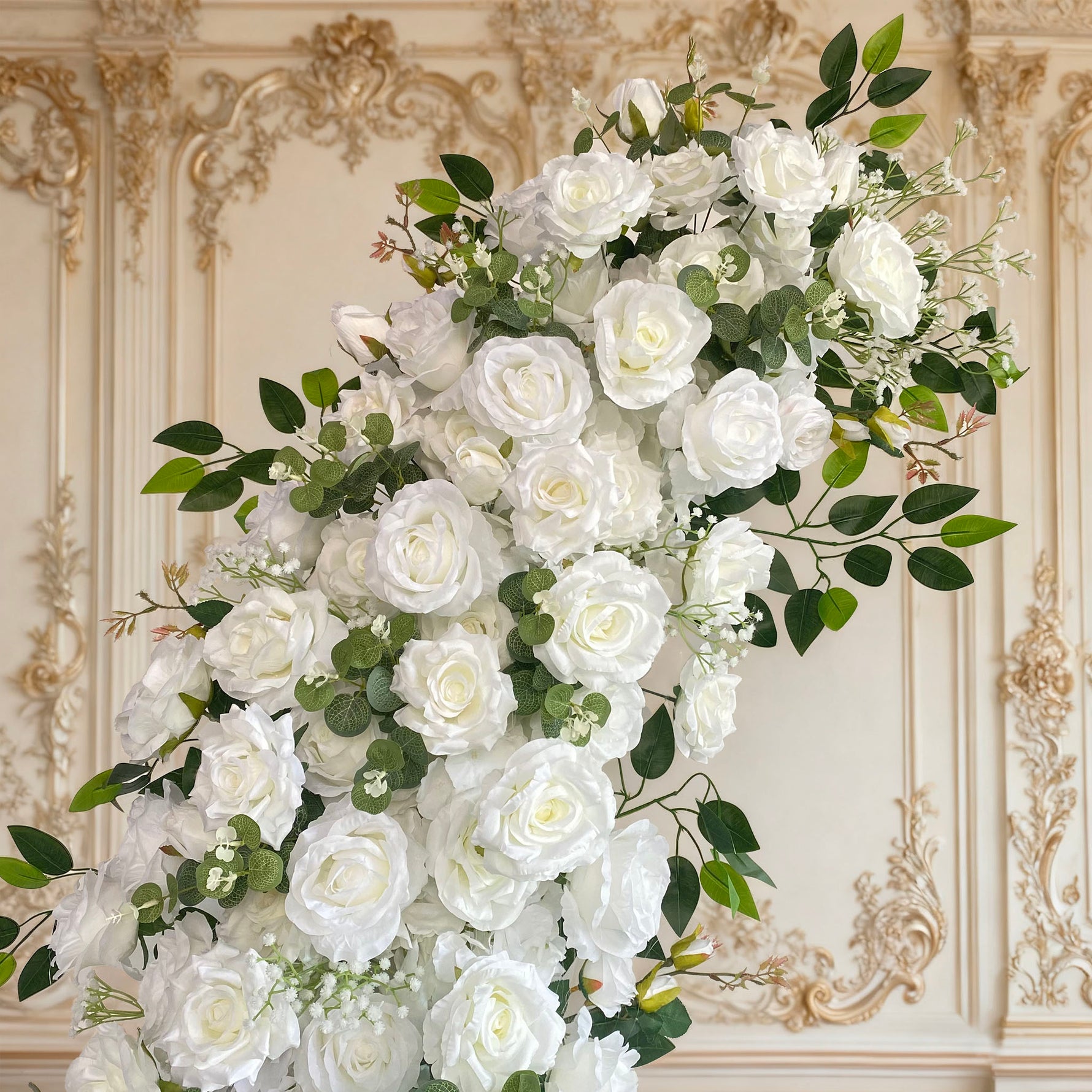 Aliflowers Luxury White Rose Wedding Arch Set for Ceremony Decoration