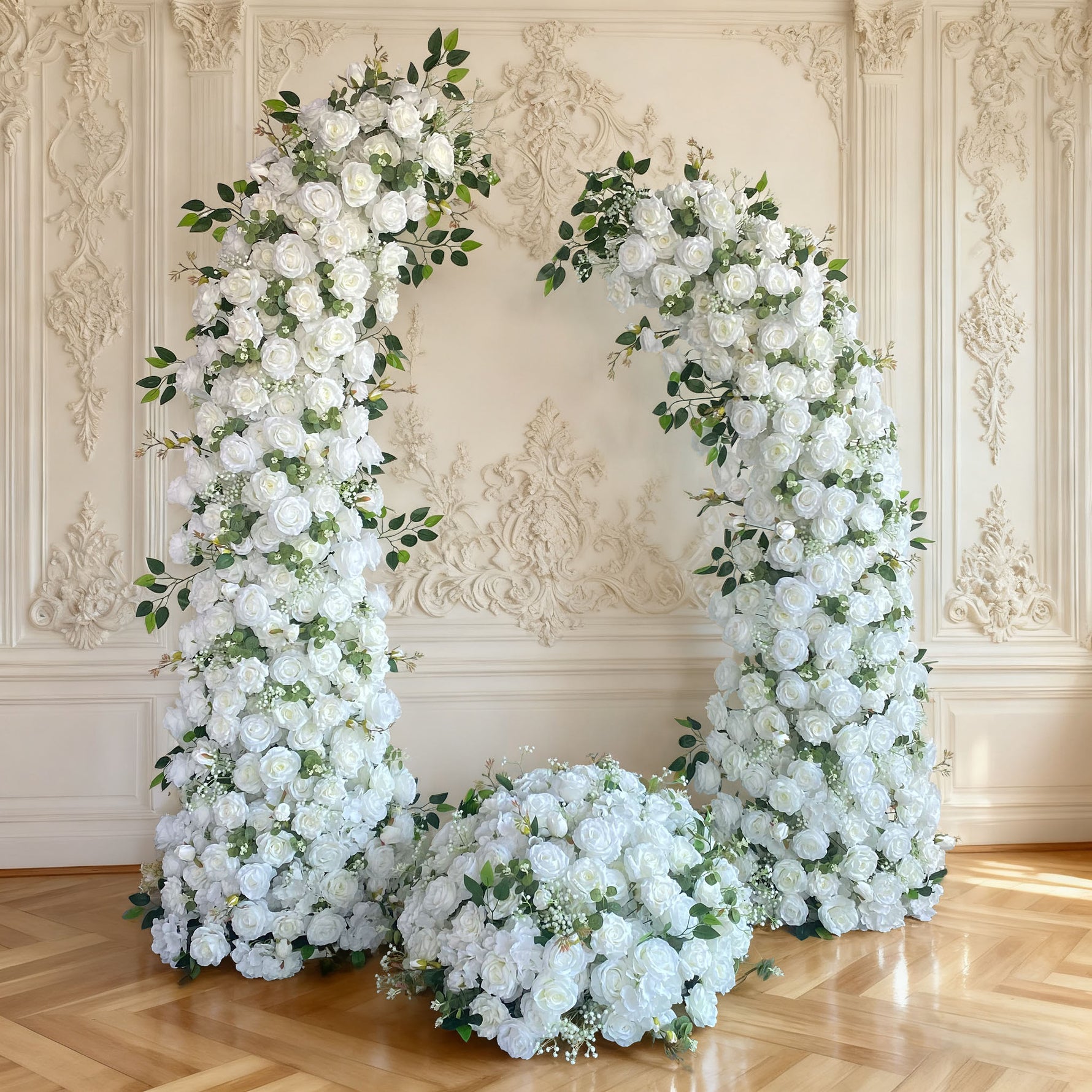 Aliflowers Luxury White Rose Wedding Arch Set for Ceremony Decoration