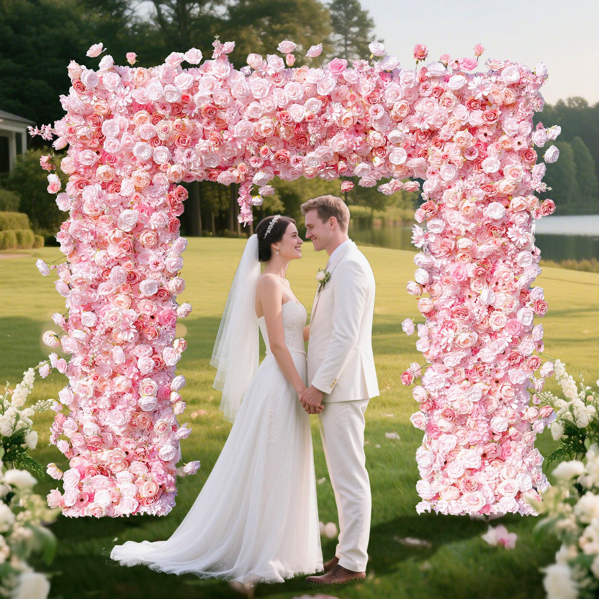 Aliflowers 8x8ft Roses Flower Arch Backdrop Wedding & Party GM006