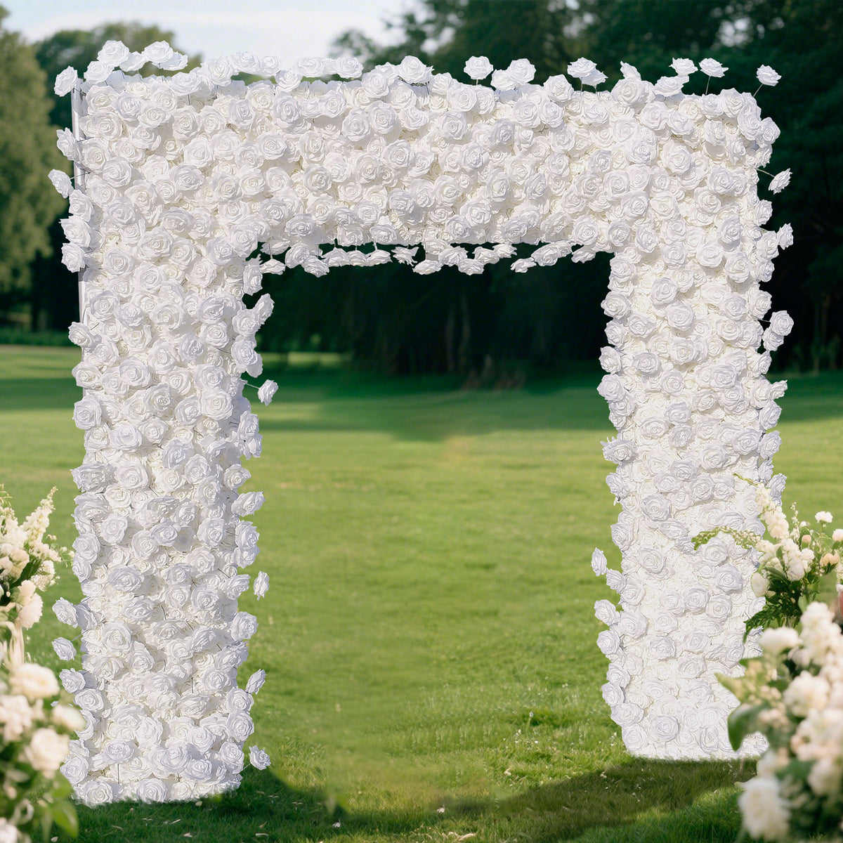 Aliflowers White Fabric Artificial Flower Wall Arch Wedding Birthday Party Decoration GM010