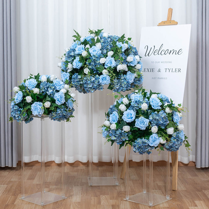 Ali Flowers Blue Handmade Wedding Silk Flower Ball Centerpieces for Table Decor ALFBL002 - Ali Flowers