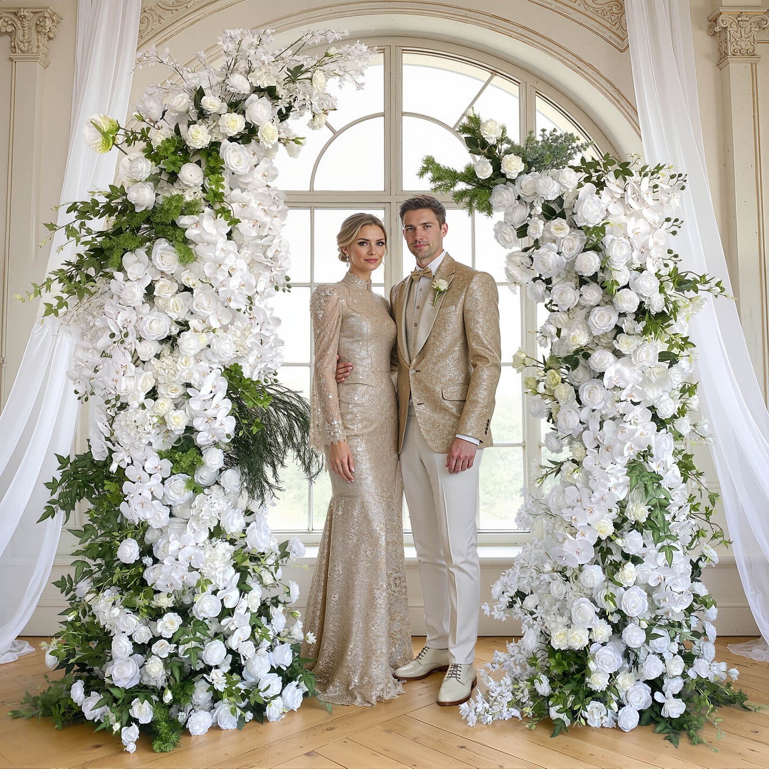 Aliflowers Forest-Themed Series Artificial Nandina wedding backdrop Horn Arch ALFAC005