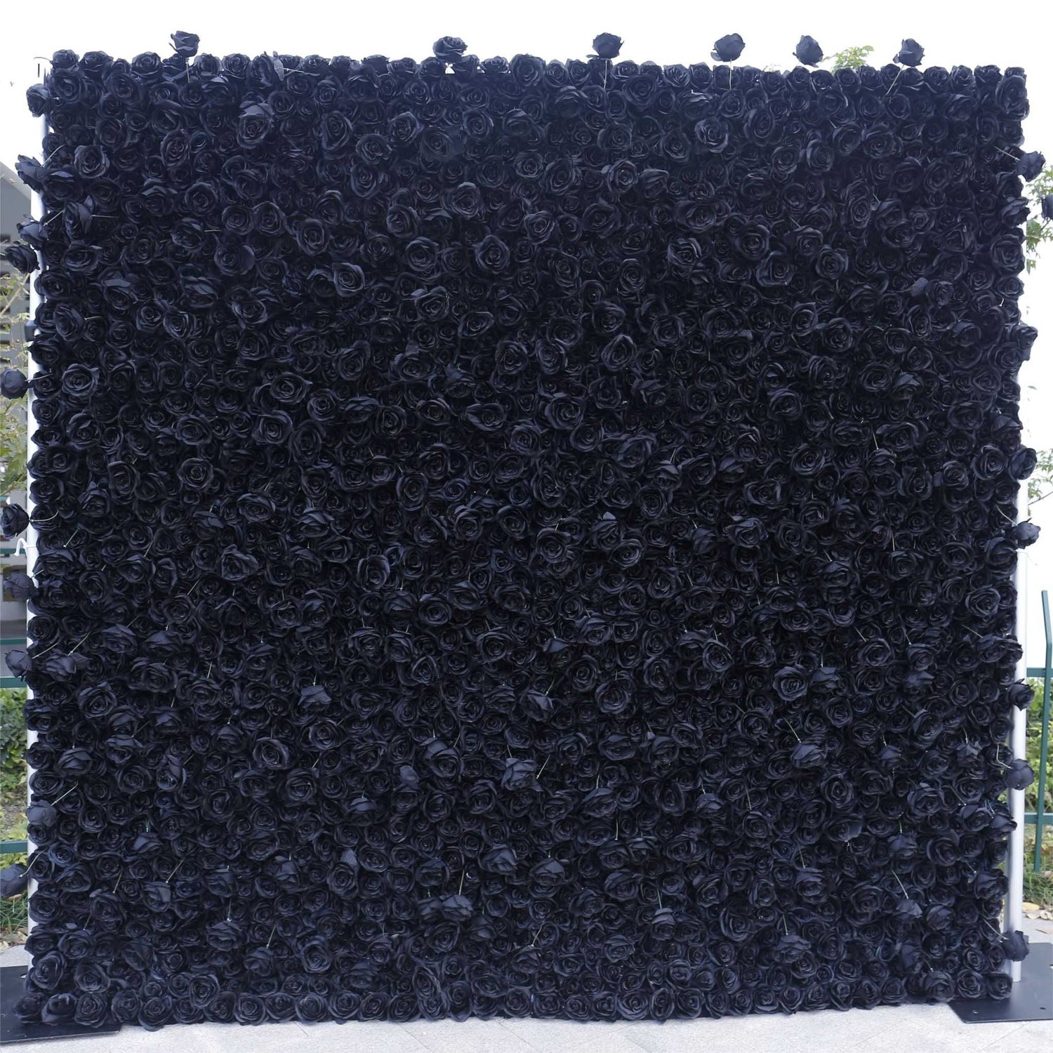 Aliflowers Black Rose Roll up Fabric Artificial Flower Wall ALFWL079 - Ali Flowers