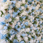 Ali Flowers LIght Blue White Rose Roll Up Silk Artificial Flower Wall Backdrop for Wedding Decoration ALFWL015 - Ali Flowers