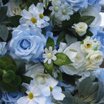 Aliflowers Blue Rose Roll up Fabric Flower Wall for Wedding ALFWL087 - Ali Flowers