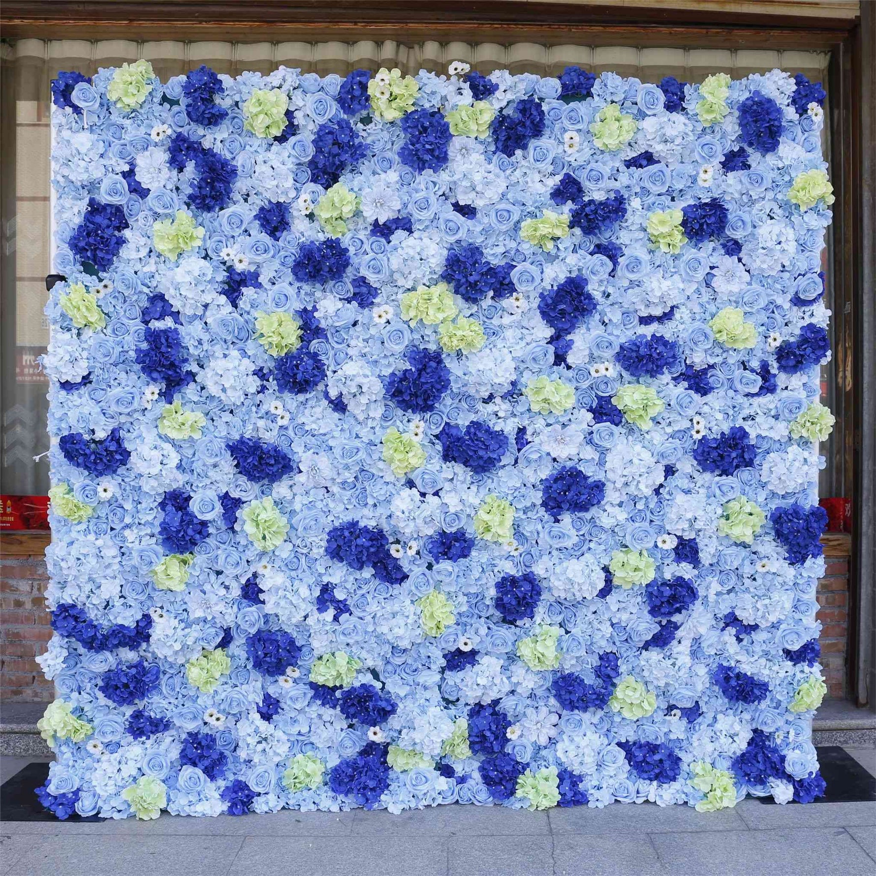 Aliflowers Hydrangea 3D Rolling Up Blue Flower Wall ALFWL078 - Ali Flowers