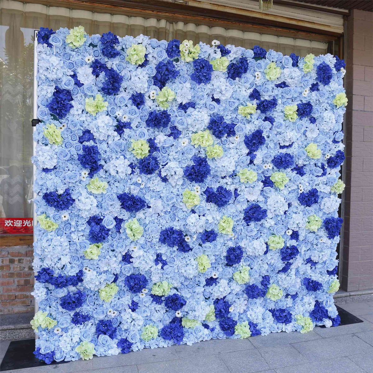 Aliflowers Hydrangea 3D Rolling Up Blue Flower Wall ALFWL078 - Ali Flowers