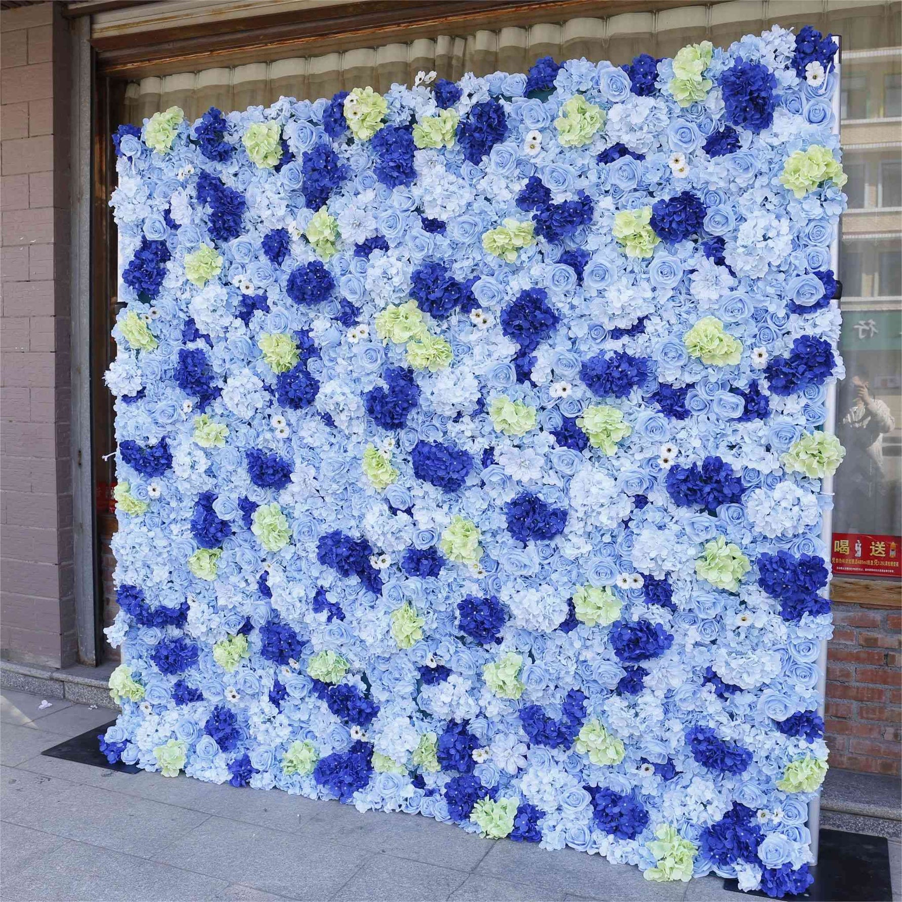 Aliflowers Hydrangea 3D Rolling Up Blue Flower Wall ALFWL078 - Ali Flowers