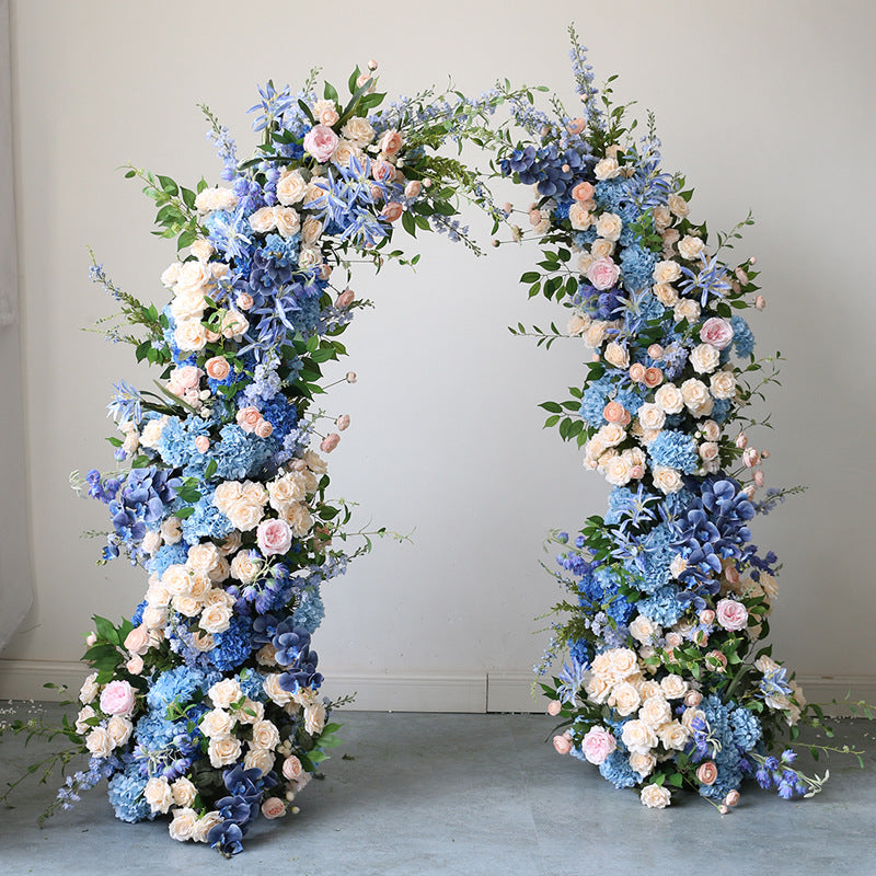 Aliflowers Blue White Series With Greenery Flower Row Arrangement Decor Wedding Backdrop Horn Arch Party Props ALFAC006 - Ali Flowers