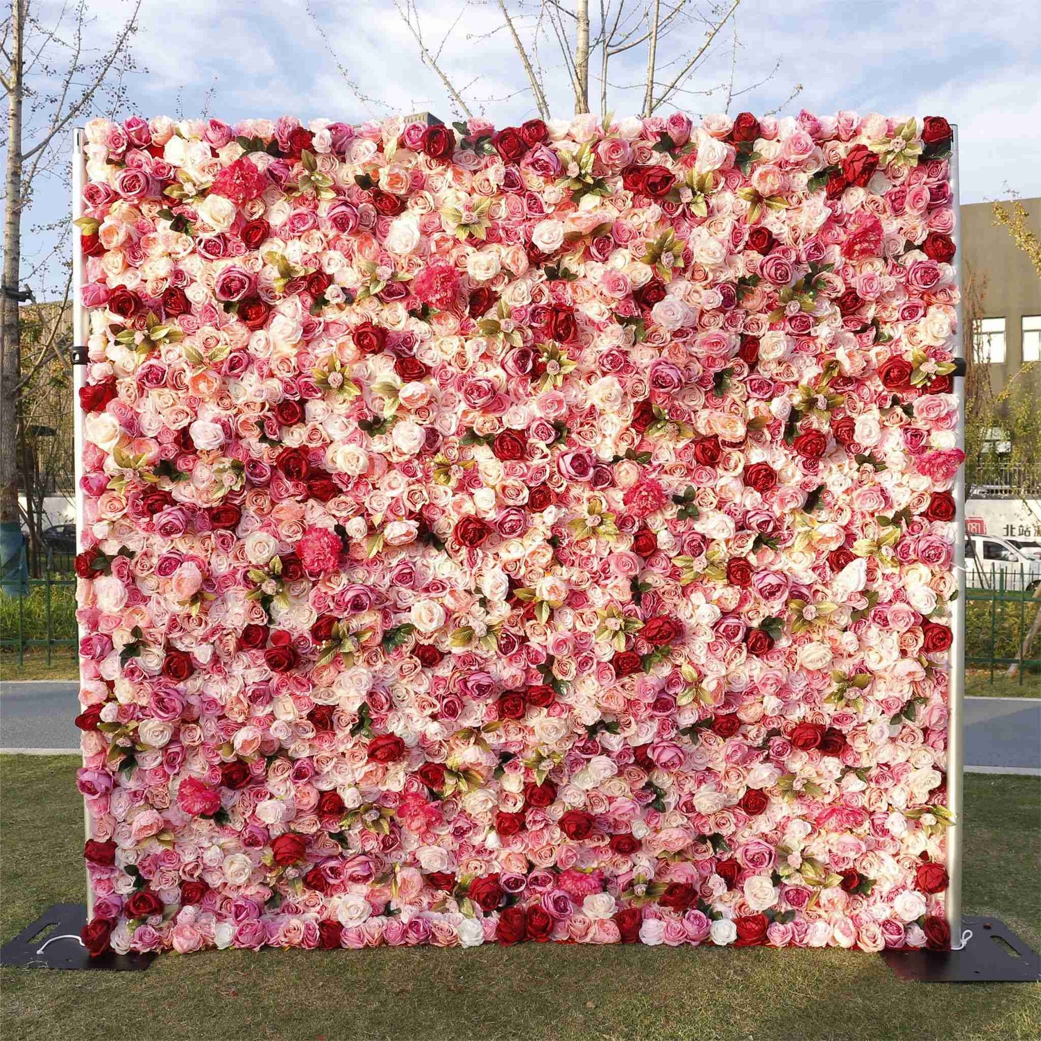 Aliflowers 3D Artificial Blush Rose Mall Window Display Prop Flower Wall for Wedding ALFWL075 - Ali Flowers