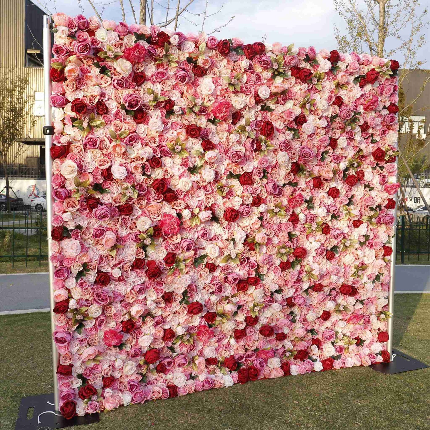 Aliflowers 3D Artificial Blush Rose Mall Window Display Prop Flower Wall for Wedding ALFWL075 - Ali Flowers