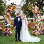 Aliflowers Colored Rose Horn Arch Wedding Floral Arrangement Event Horn Arch Decoration