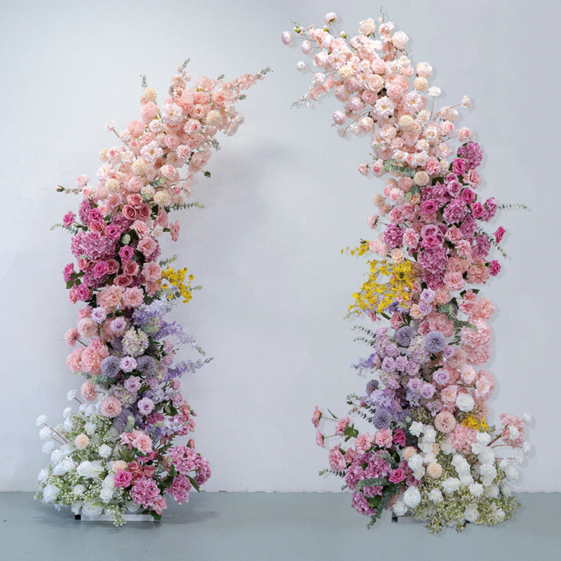 Aliflowers Gradient Color Series Colorful Rose Orchid Wedding Backdrop Horn Arch Decor Floral Arrangement ALFAC012 - Ali Flowers