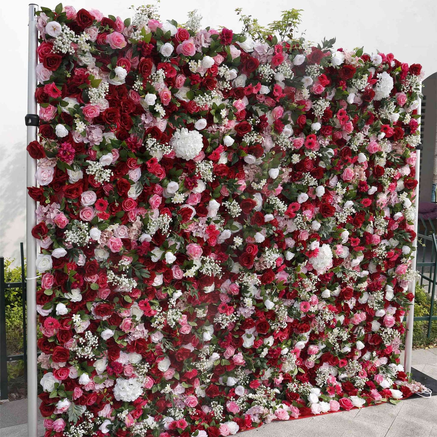 Aliflowers 5D Red Pink Hydrangea Baby Breath Roll Up Cloth Artificial Flowers for Flower Wall Plant Wall ALFWL072 - Ali Flowers