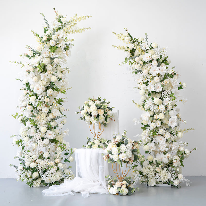 Aliflowers White Series Rose Lily floral Horn Arch Frame Floor Flower ALFAC011 - Ali Flowers