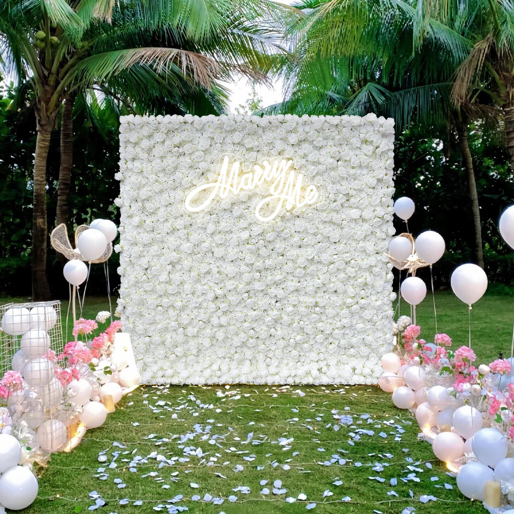 Aliflowers 3D Customize Roll Up Cloth White Floral Wall Wedding Backdrop wall ALFWL069 - Ali Flowers