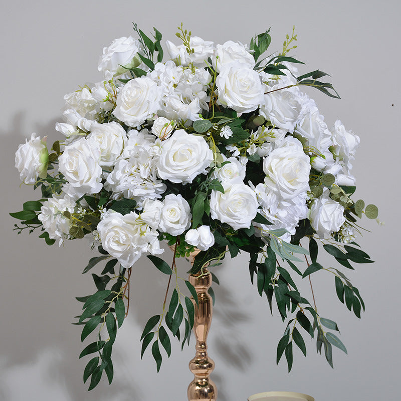 Ali Flowers Green Plant White Artificial Flower Ball for Wedding Table Decor ALFBL011 - Ali Flowers