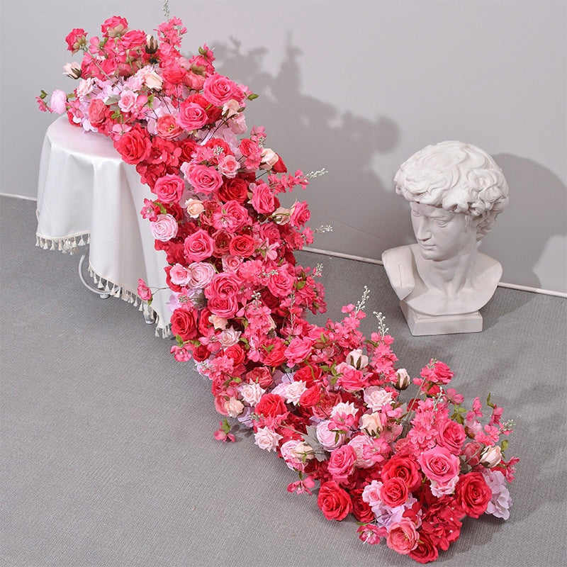 Aliflowers Garden Series Rose Hydrangea Craspedia Colorful Floral for Wedding Table Runner Arrangement ALFRW006 - Ali Flowers