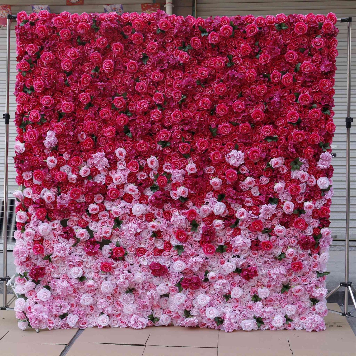 Aliflowers 3D Gradient Color Pink to Hot Pink Fabric Curtain Flower Backdrop Wall ALFWL110