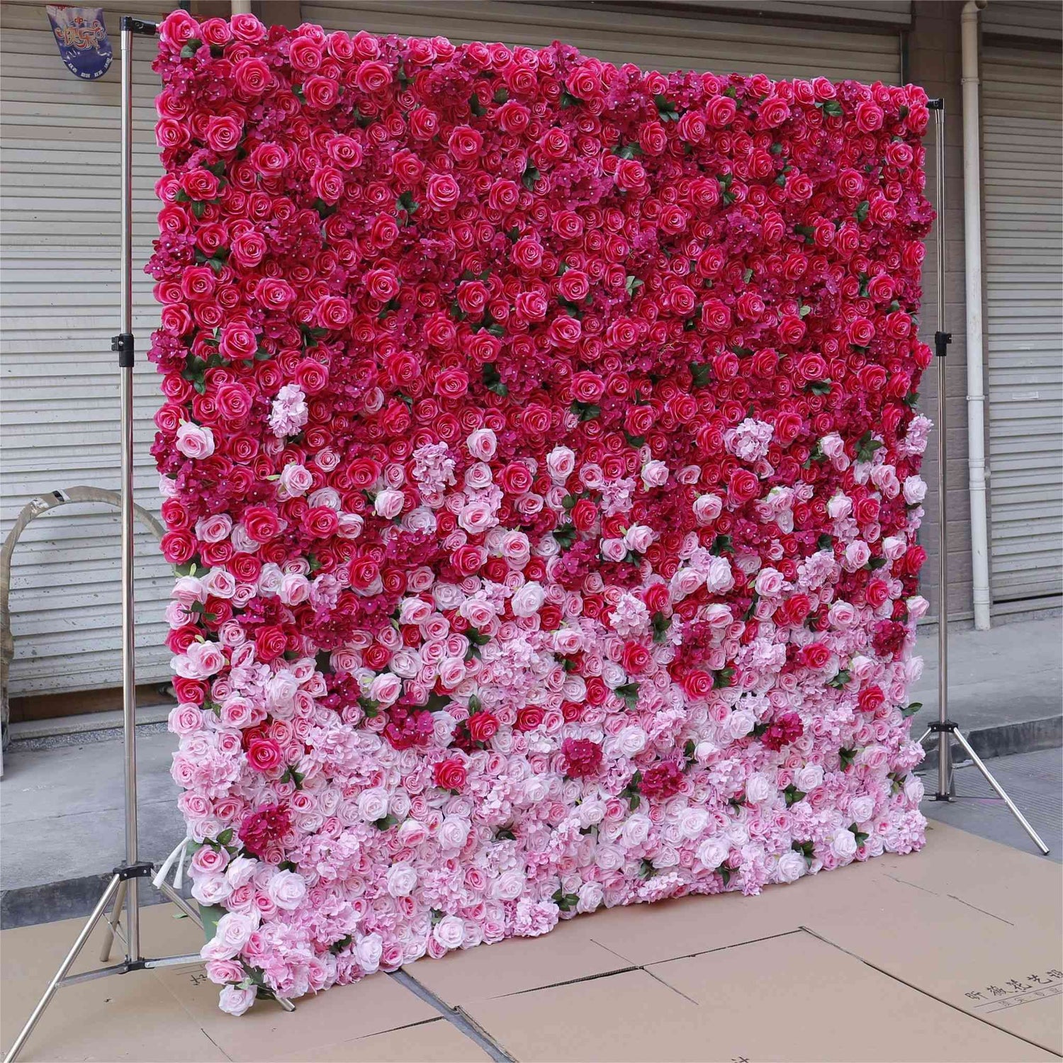 Aliflowers 3D Gradient Color Pink to Hot Pink Fabric Curtain Flower Backdrop Wall ALFWL110