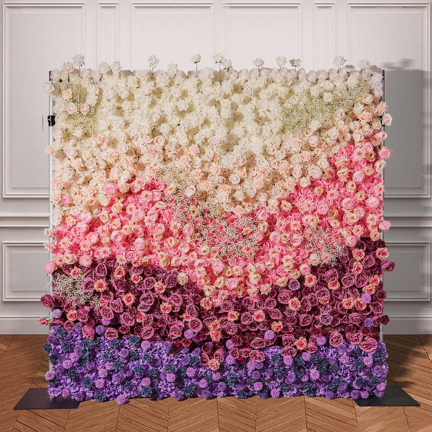 Gradient Colorful Rose & Hydrangea 5D Flower Wall with Babysbreath ALFWL150