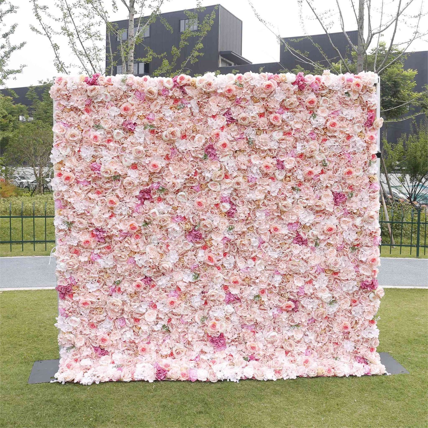 Aliflowers 2D Artificial Roll up Hydrangea Floral Wall Background ALFWL102