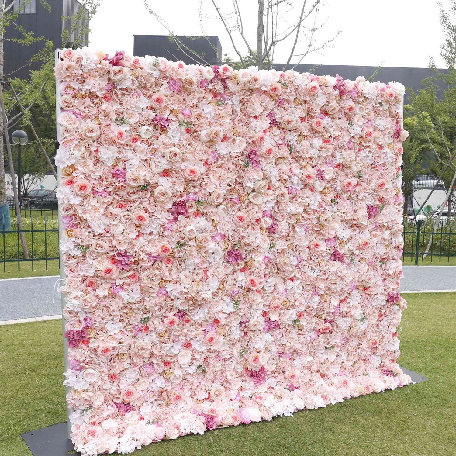 Aliflowers 2D Artificial Roll up Hydrangea Floral Wall Background ALFWL102