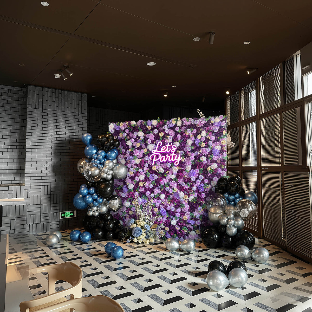 Aliflowers Purple Rose Hydrangea 5D Roller Curtain Flower Wall Event Party Background ALFWL025 - Ali Flowers
