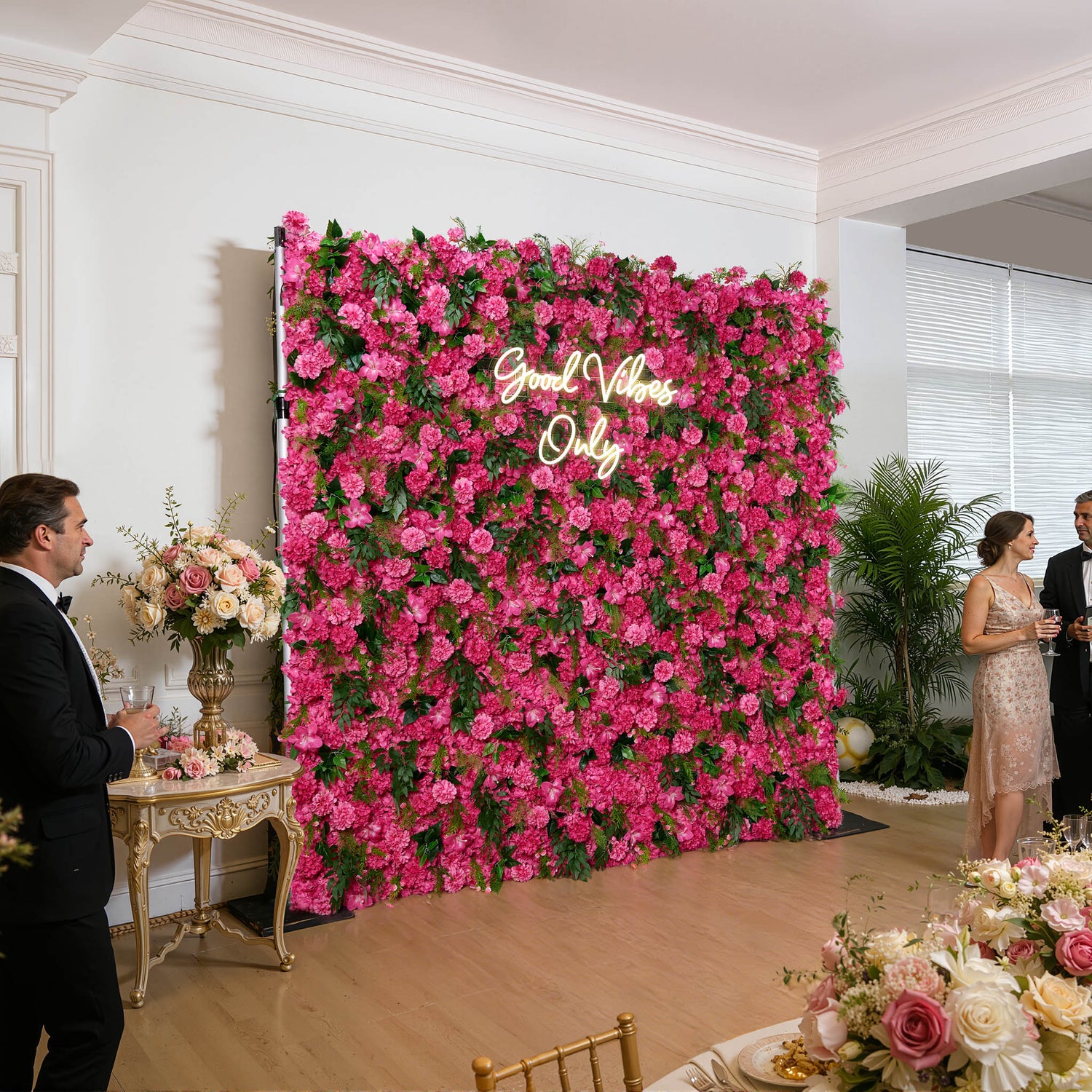 Aliflowers Pink Rose Peony Hydrangea Roller Cloth 5D Flower Wall Wedding Background Decoration ALFWL159 - Ali Flowers