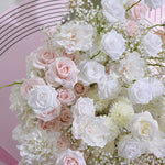 Aliflowers Nude Pink Rose Baby's Breath Wedding Backdrop KT Board Frame Arch Decor Floral Arrangement ALFKT004