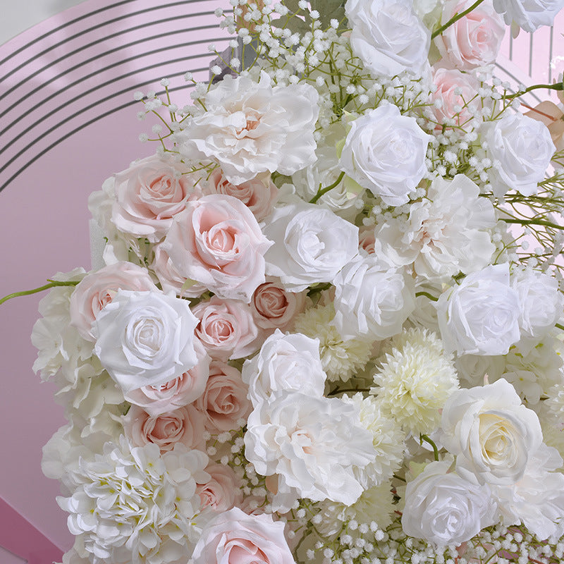 Aliflowers Nude Pink Rose Baby's Breath Wedding Backdrop KT Board Frame Arch Decor Floral Arrangement ALFKT004