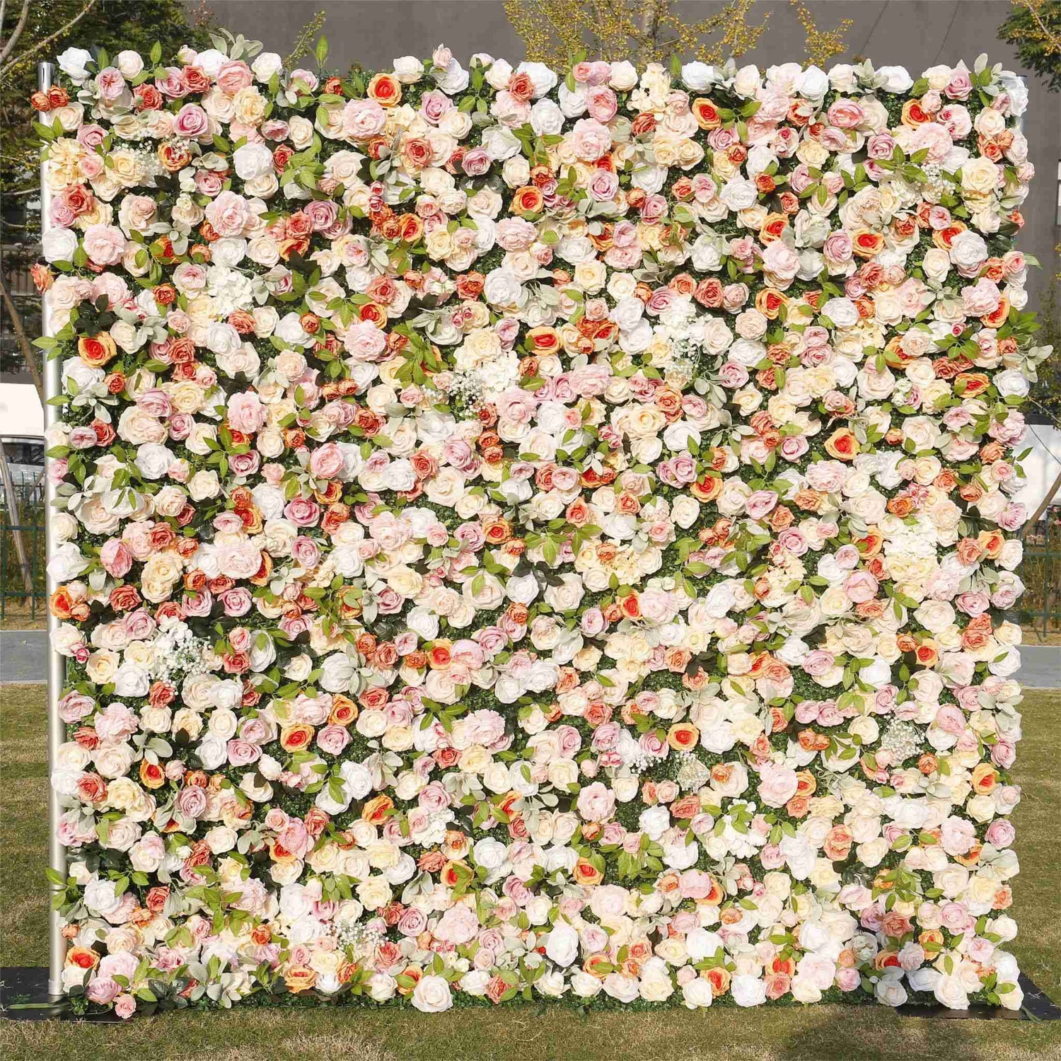 Aliflowers Orange Peony Cloth Fabric Backdrop Flower Wall ALFWL106