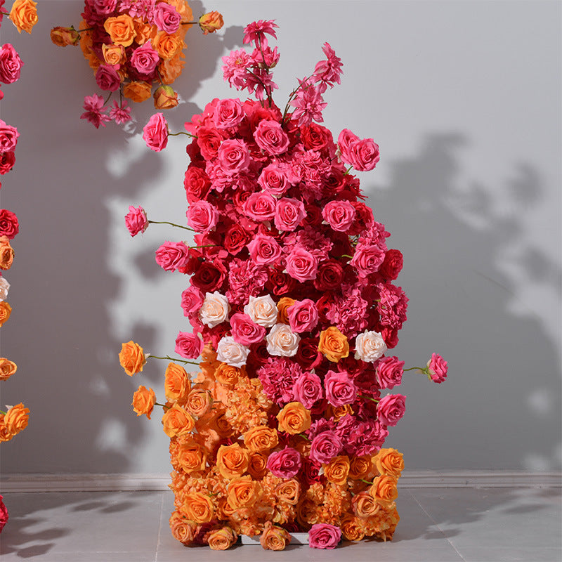 Aliflowers Orange Red Rose Wedding KT Board Flower Decoration