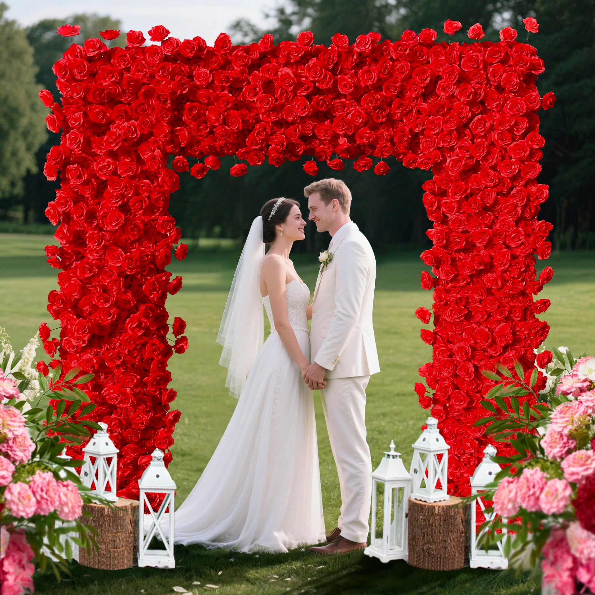Aliflowers 5D Rose Fabric Floral Arch Backdrop Wedding & Party Decoration GM009