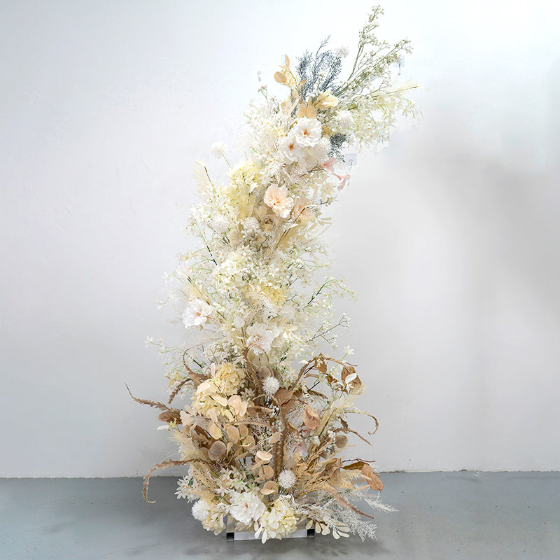 Aliflowers Early Fall Series Light Yellow Flowers Baby's Breath Wedding Horn Arch ALFAC017 - Ali Flowers