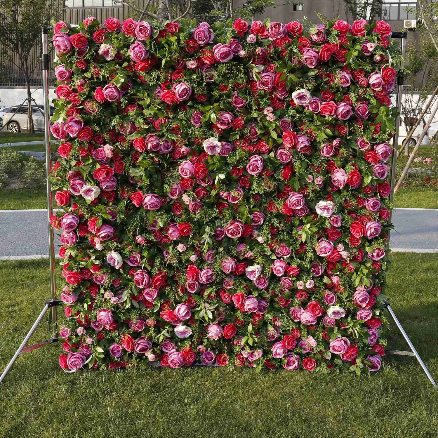 Aliflowers 3D Big Peony with Plant Fabric Floral Backdrop Wall Shopping Mall Window Display ALFWL059 - Ali Flowers