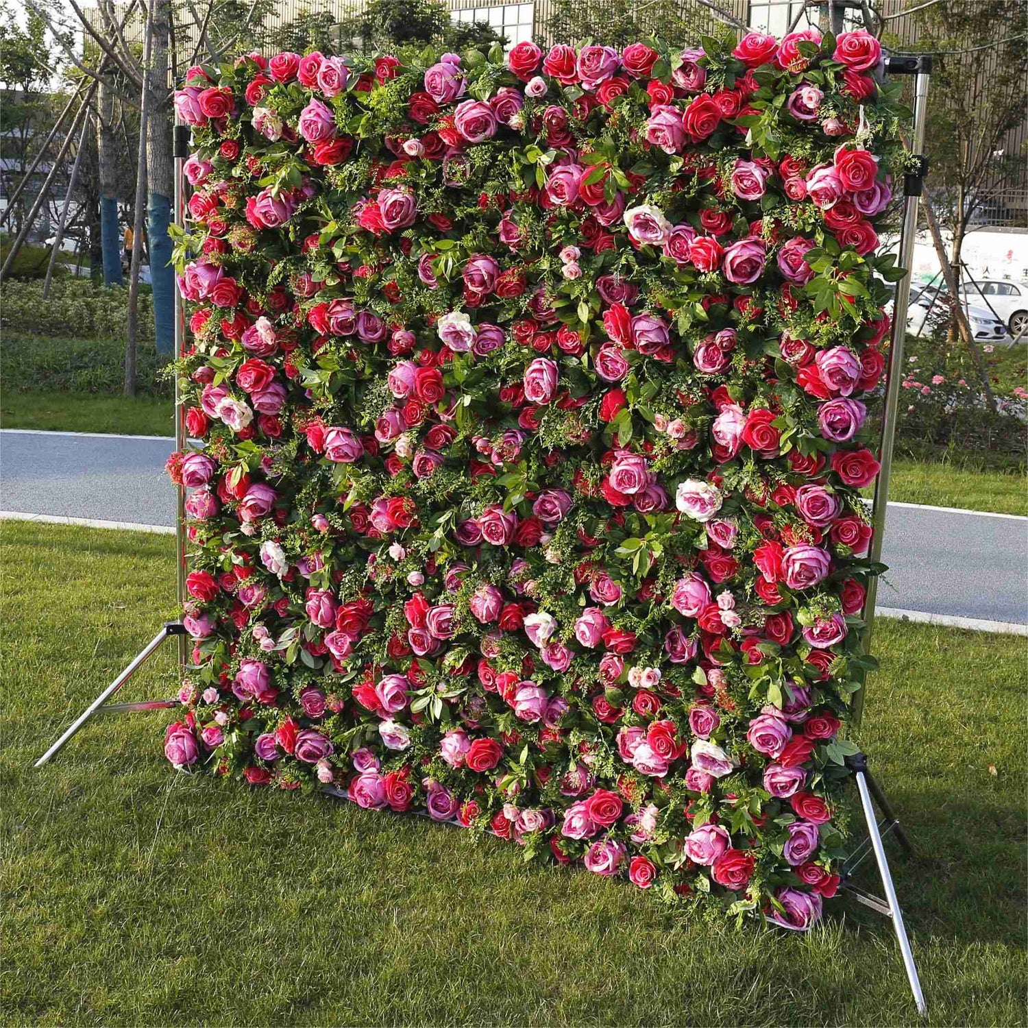 Aliflowers 3D Big Peony with Plant Fabric Floral Backdrop Wall Shopping Mall Window Display ALFWL059 - Ali Flowers