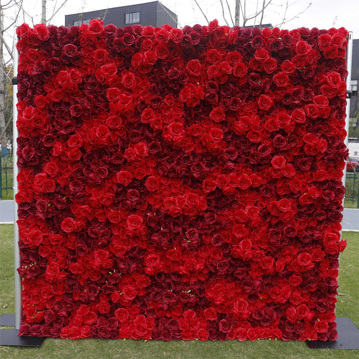 Aliflowers 3D Texture Pure Red Rose Cloth Roll Up Flowers Wall Backdrop ALFWL085 - Ali Flowers