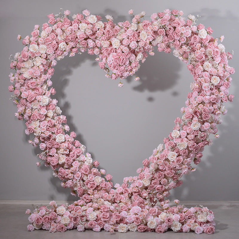 Aliflowers Blush Series Pink Rose With Baby's breath Wedding Decorations Heart Arch ALFAH002 - Ali Flowers