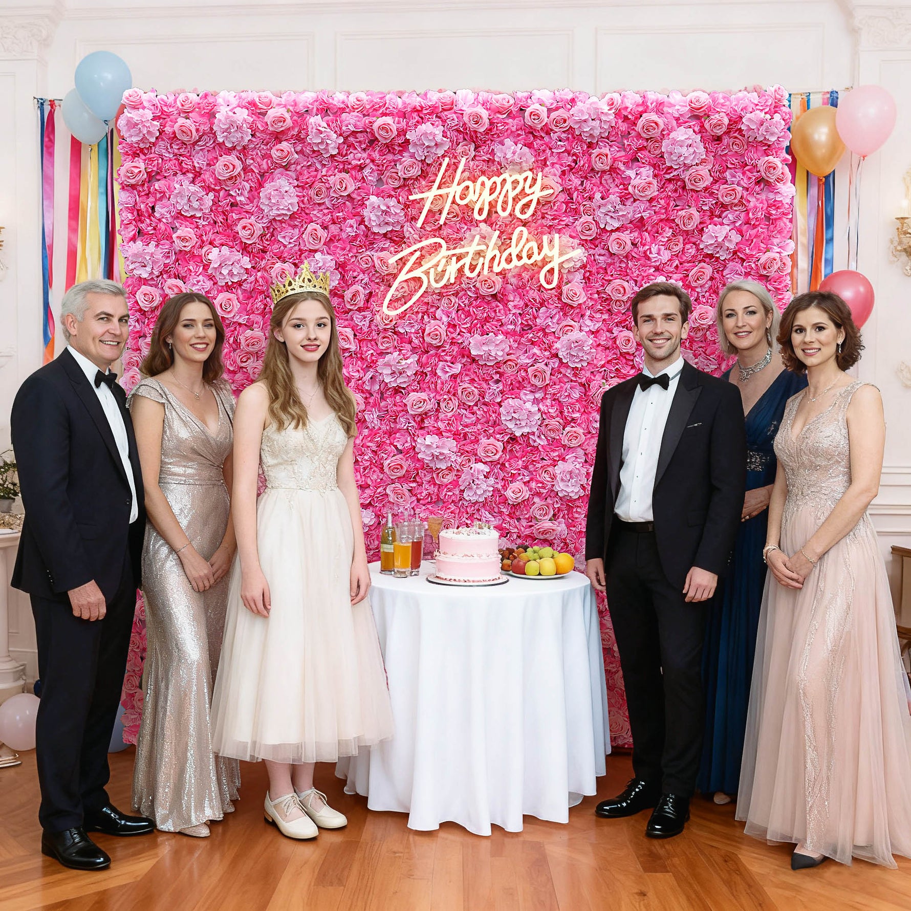Aliflowers 2D Hot Pink Rose with Hydrangea Flower Wall Wedding Decorative ALFWL050 - Ali Flowers