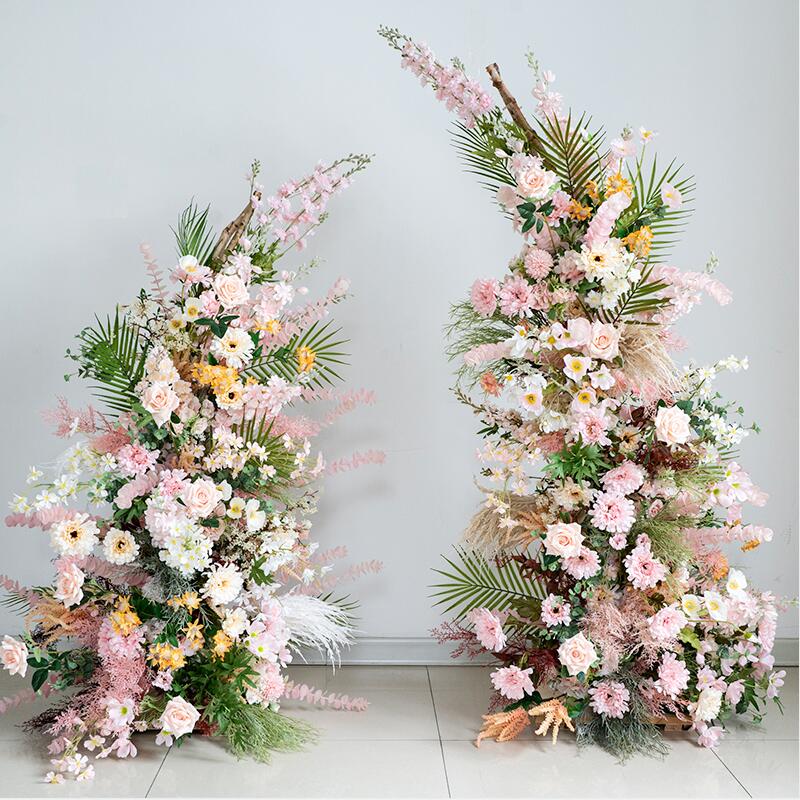 Aliflowers Luxury Blush Series with Dypsis Lutescens Artificial flowers Horn Arch ALFAC018 - Ali Flowers