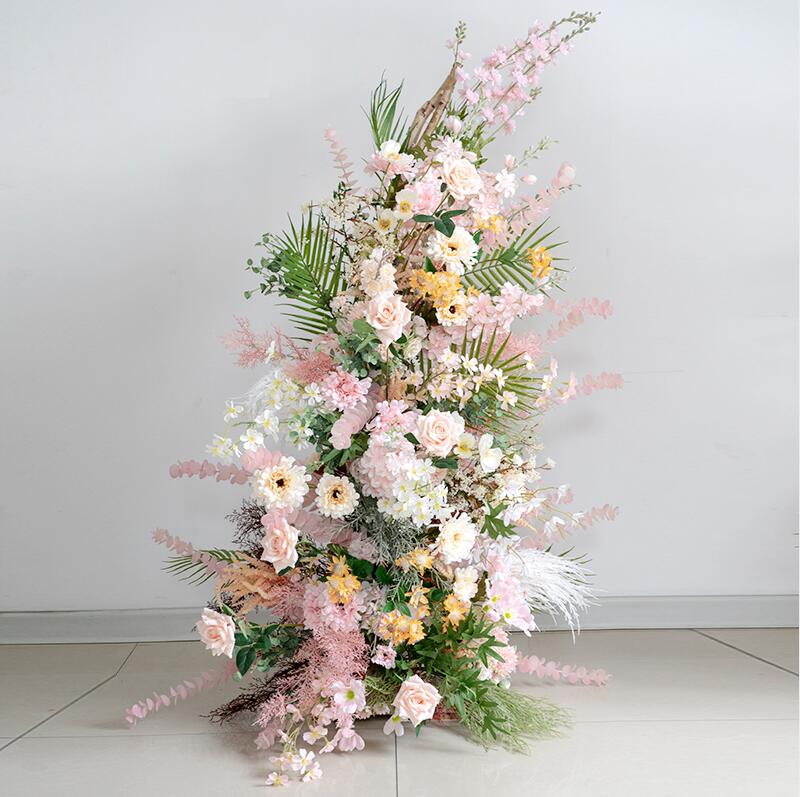 Aliflowers Luxury Blush Series with Dypsis Lutescens Artificial flowers Horn Arch ALFAC018 - Ali Flowers