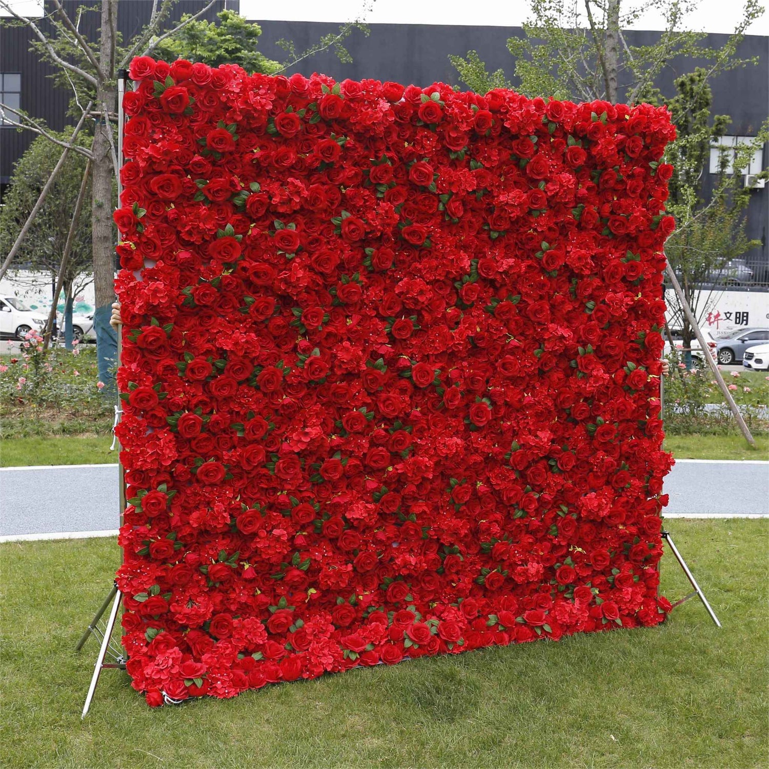 Aliflowers Pure Carmine Red Rose Wall Backdrop Decor Layout Photo Props ALFWL068 - Ali Flowers