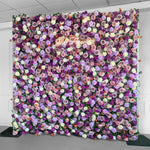 Purple silk rose flower wall backdrop for wedding events parties