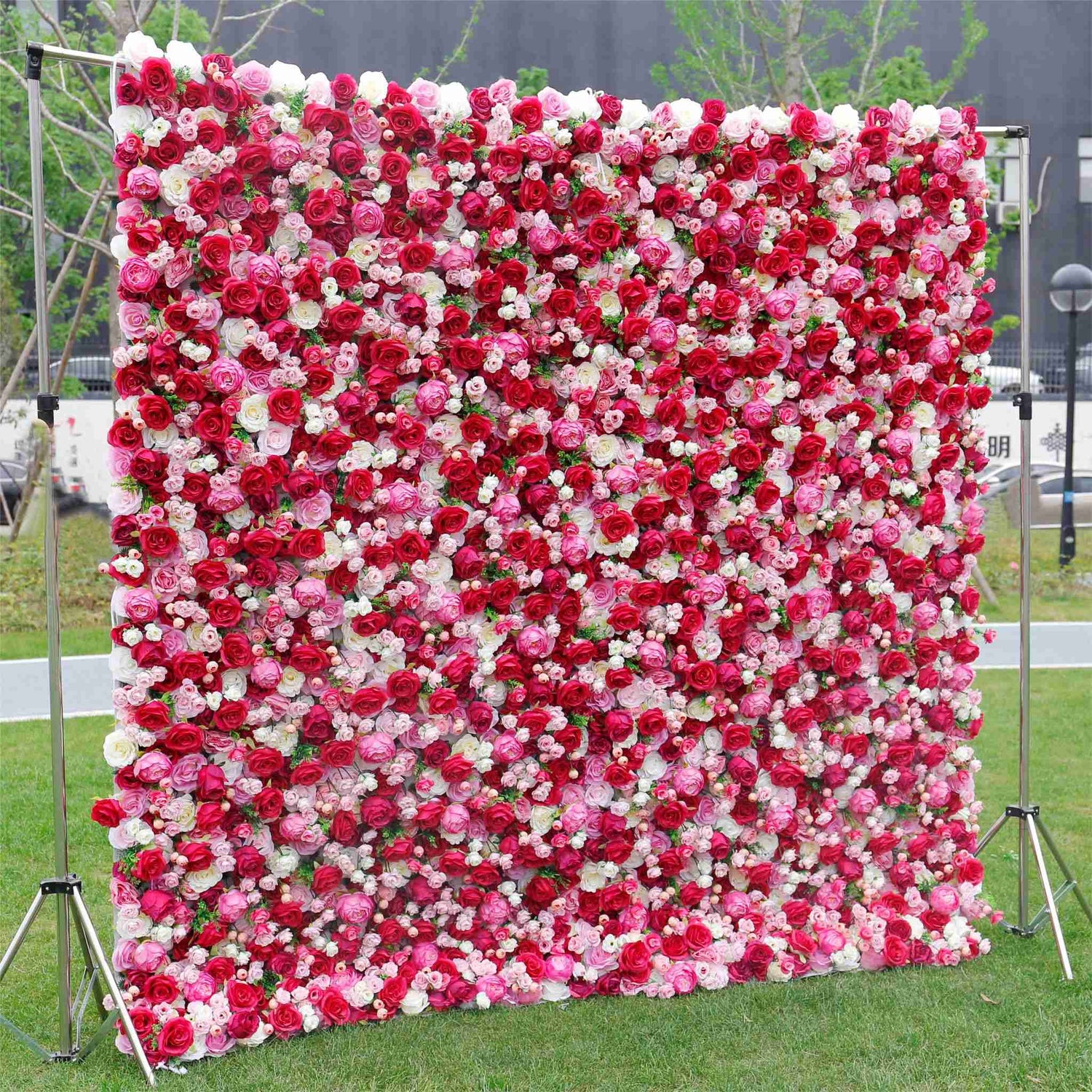 Aliflowers Rustic Style 3D Red Pink Rose Rolling up Curtain Flowers Wall ALFWL047 - Ali Flowers